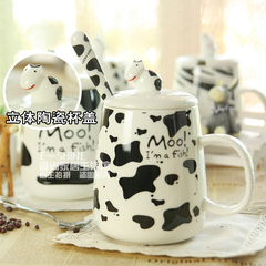简约个性牛奶杯卡通儿童陶瓷马克杯创意早餐水杯子可爱情侣咖啡杯