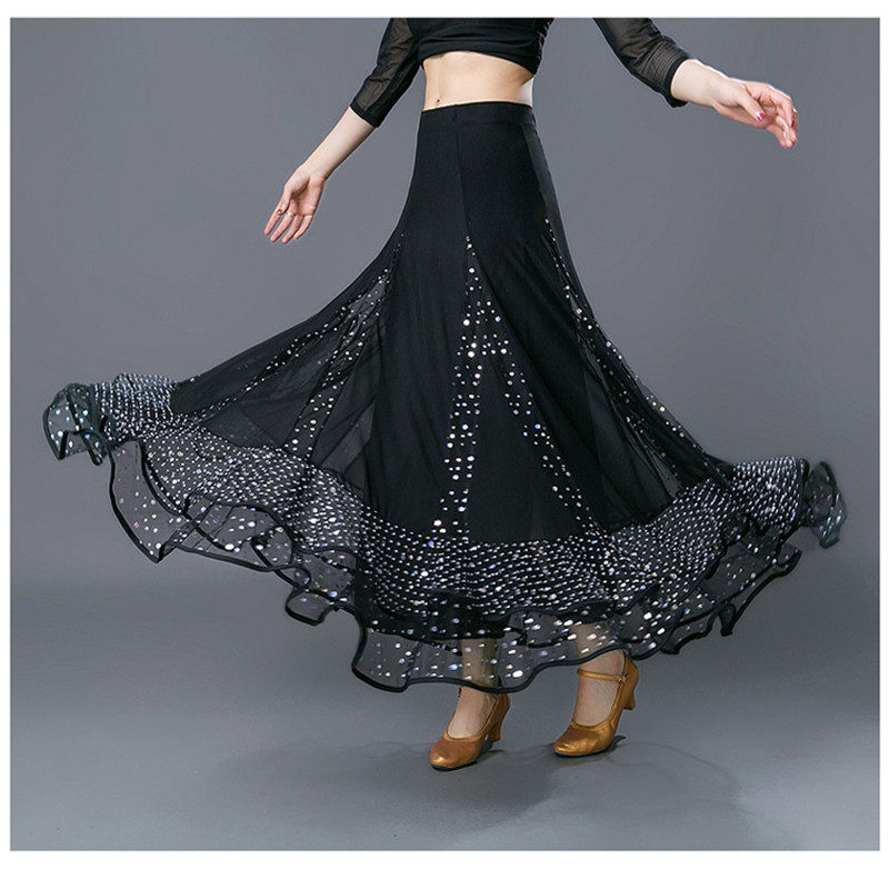 交谊舞大摆裙新款国标舞长裙女士高档华尔兹交际舞裙摩登舞半身裙