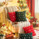 亮片圣诞树刺绣抱枕套雪花毛绒抱枕圣诞节装饰礼物靠垫套卧室绿色