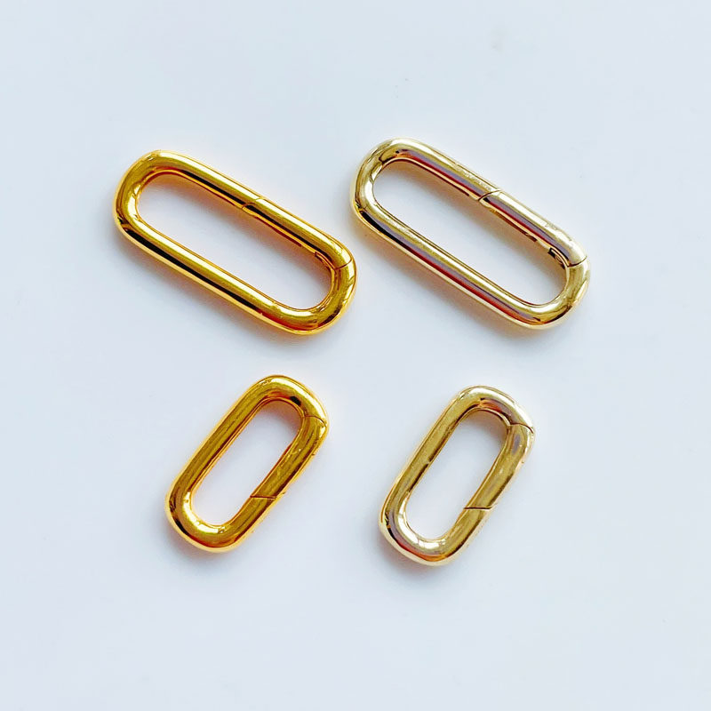 边城花絮 18k金万能扣弹簧项链手链珍珠扣头diy配件黄金足金百搭