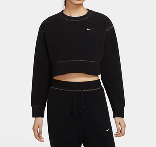 Nike耐克女子冬季摇粒绒保暖运动服短款卫衣套头衫CU6094-010