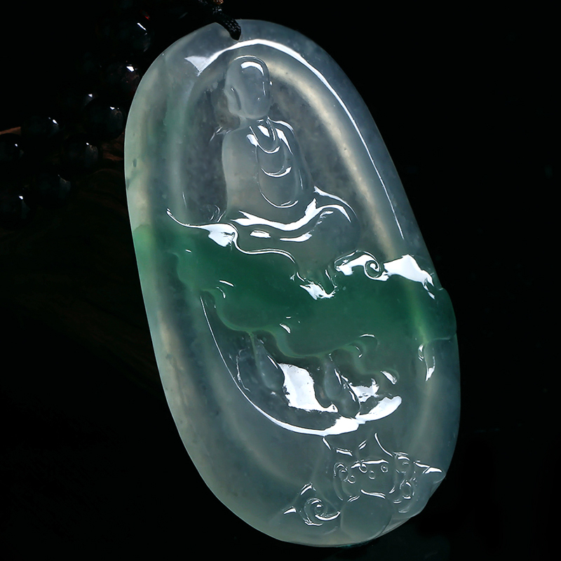 玉雕大师高嘉作品 天然缅甸翡翠a货无相佛挂件 22.86克