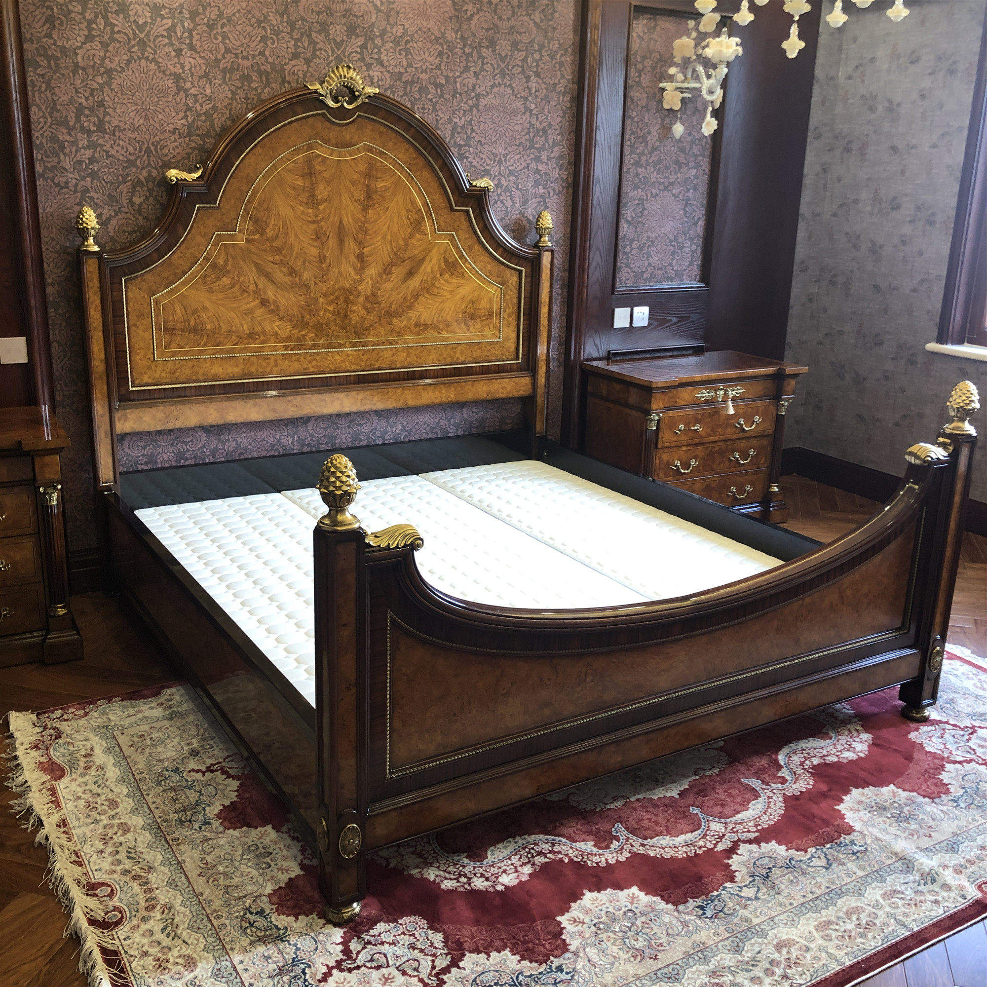 欧式桃花心实木双人床别墅主卧新古典英式床简美宫廷奢华婚床新品