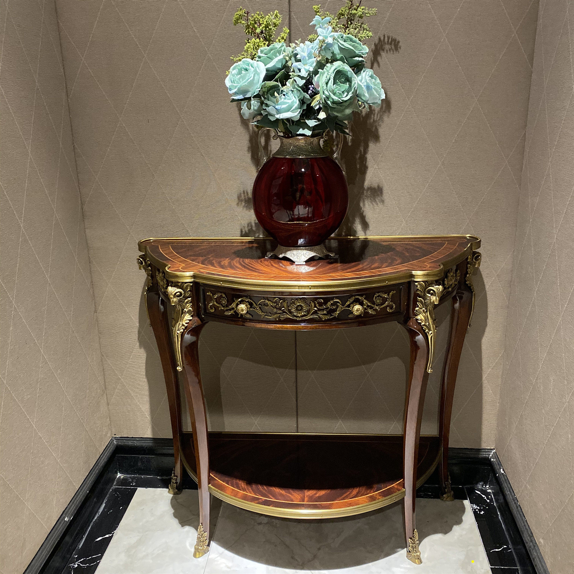 英式实木玄关柜欧式门厅收纳门厅柜亚历山大法式艺术成套系列家具