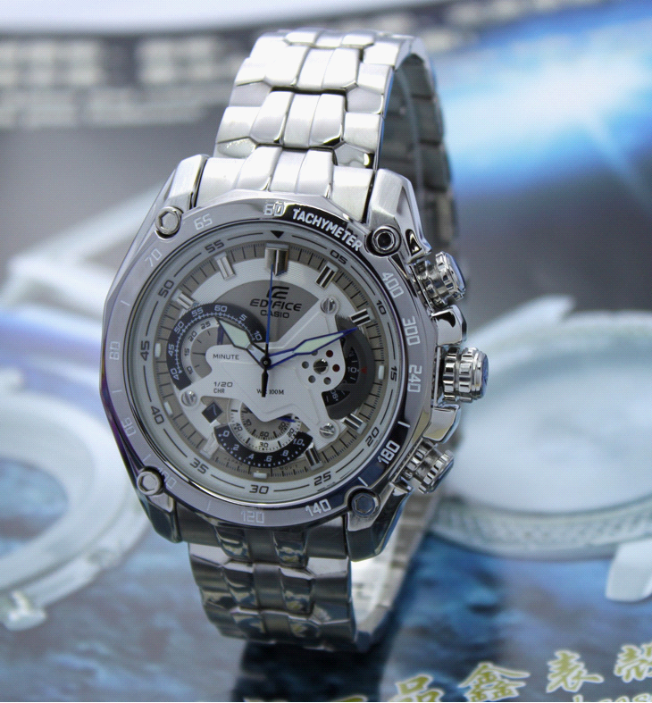 卡西欧手表男士机械造型石英表休闲商务夜光三眼计时运动防水夜光