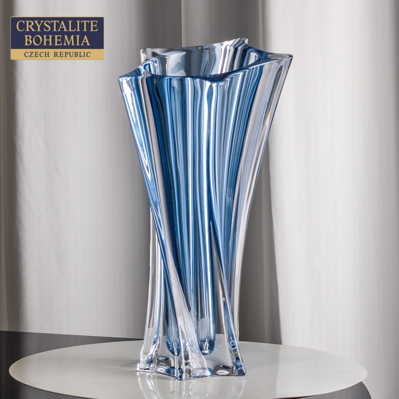 捷克进口BOHEMIA水晶玻璃现代简约高端轻奢彩色插花居家摆件花瓶