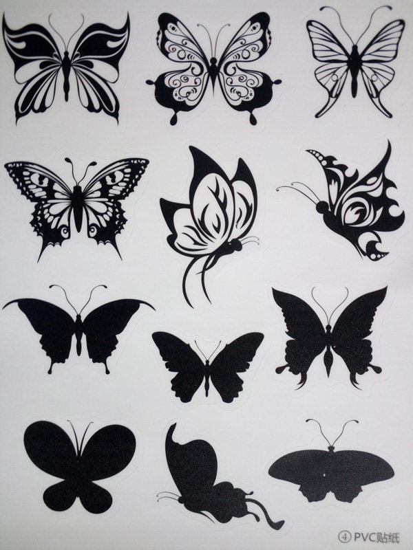 蝴蝶彩色黑色可移贴画客厅随处冰箱墙贴