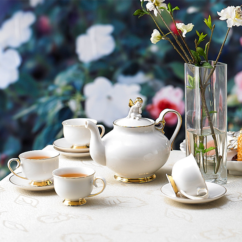 英式下午茶茶具套装家用欧式幸福小天使复古骨瓷茶壶茶杯套装礼盒