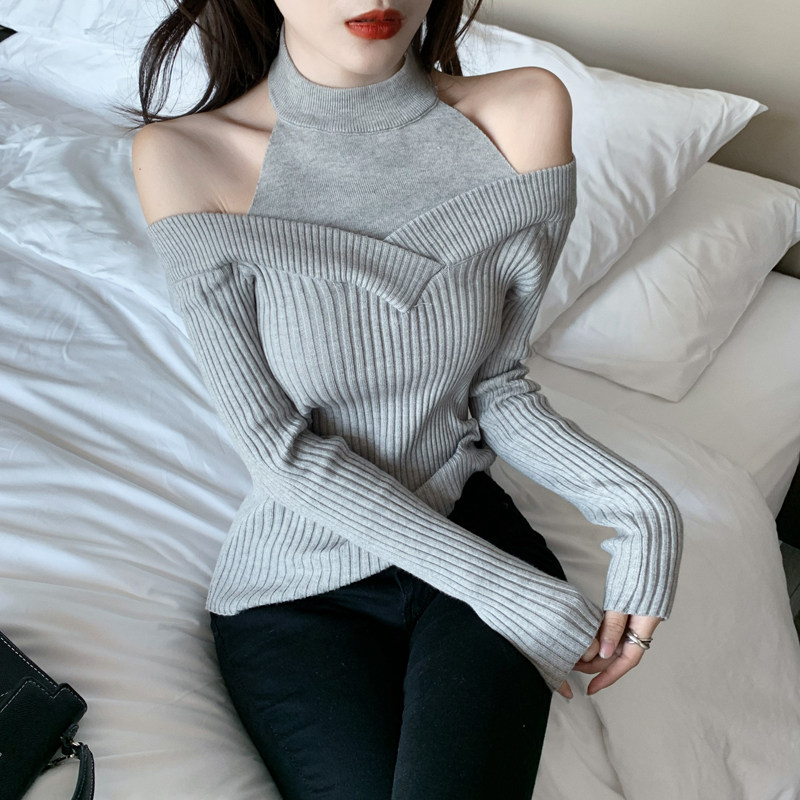 红色露肩高领毛衣大额优惠券