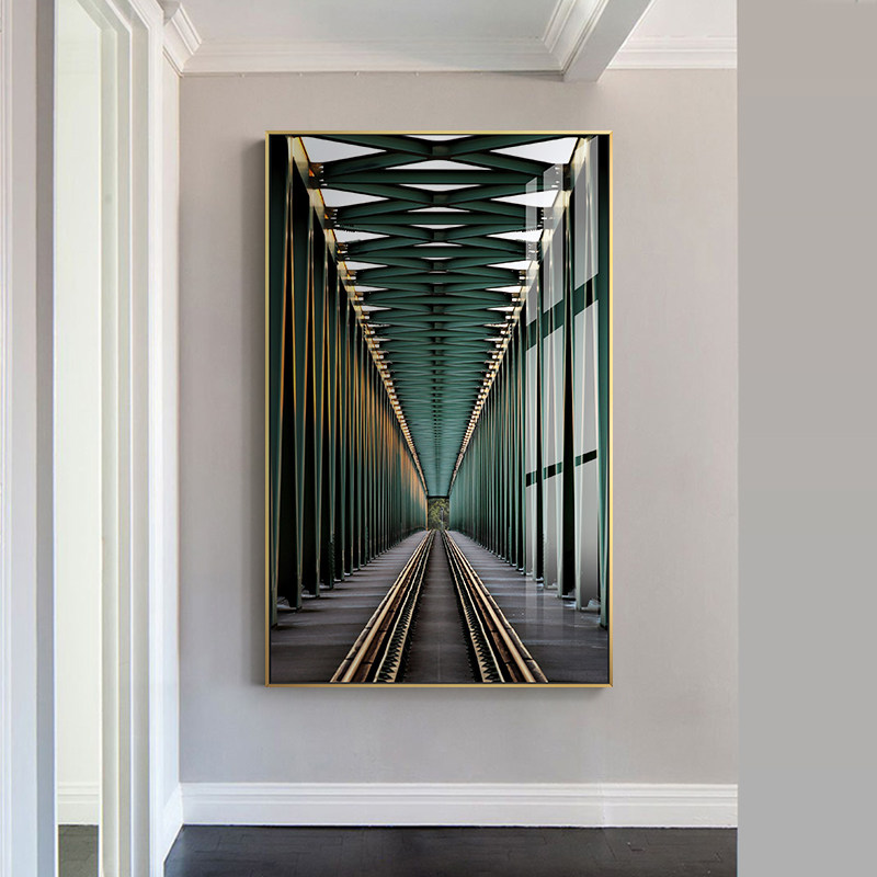 后现代轻奢挂画艺术长廊酒店大堂会所艺术壁画走廊过道楼梯晶瓷画