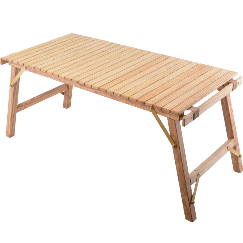 tnr便携式可折叠实木蛋卷桌户外车载自驾露营庭院野餐野炊木桌子