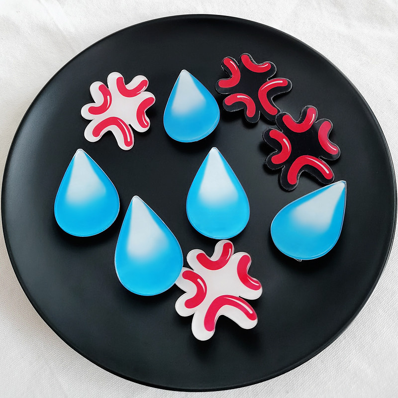 超火流汗emoji汗滴发夹滴汗无语水滴发卡流汗黄豆夹子头饰发饰女