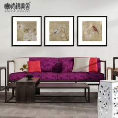 中国风工笔花鸟国画现代新中式客厅餐厅茶室会所有框装饰画包邮