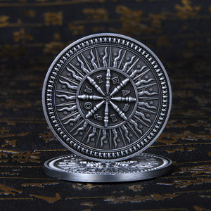 玩转扑克命运之轮双面设计德州扑克压牌器 镀古银金属压牌片 现货