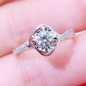 18k白金扭壁花型钻戒30分四爪车花钻石戒指gia裸钻正品女戒定制