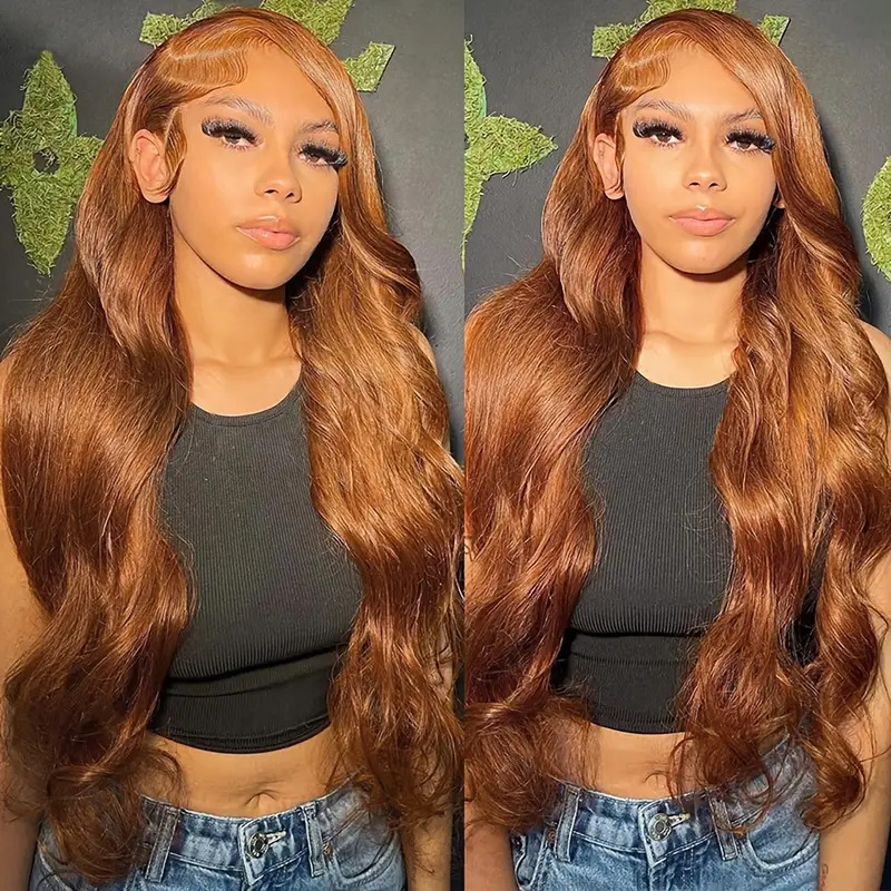 欧美亚马逊假发蕾丝13x4头套Ginger Human Hair Lace Frontal Wig