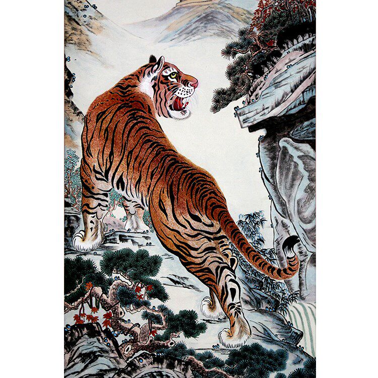 国画上山海报办公室客厅书房玄关装饰贴画镇宅辟现代装饰画