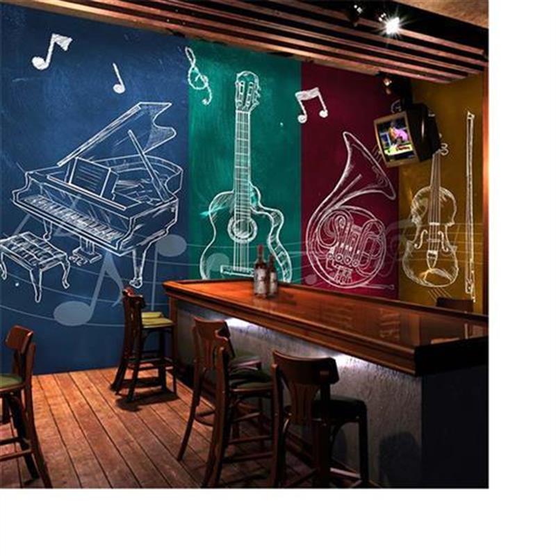 3d创意涂鸦音乐乐器墙纸餐厅烧烤店酒吧ktv壁画个性背景墙壁纸8d