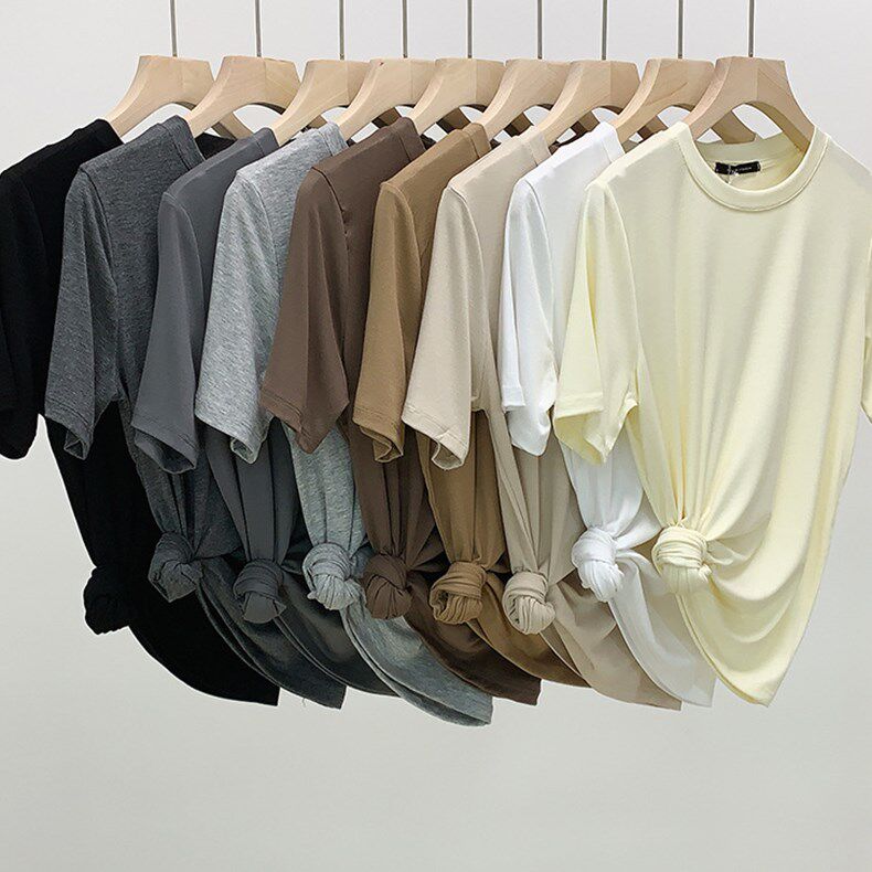 2022夏装新款弹力青春款圆领莫兰迪色系基础莫代尔棉短袖t恤n014