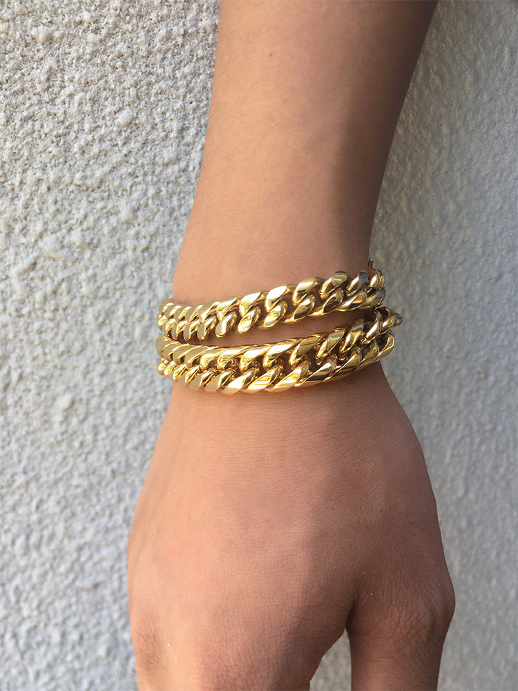 现货美国goldgods嘻哈潮流时尚男款镀金12mm粗古巴手链cuban