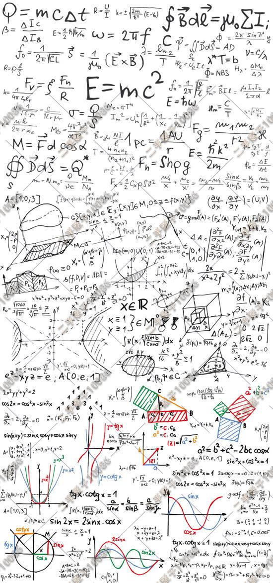 卡通手绘高等数学公式图标算法照片学校培训海报设计素材
