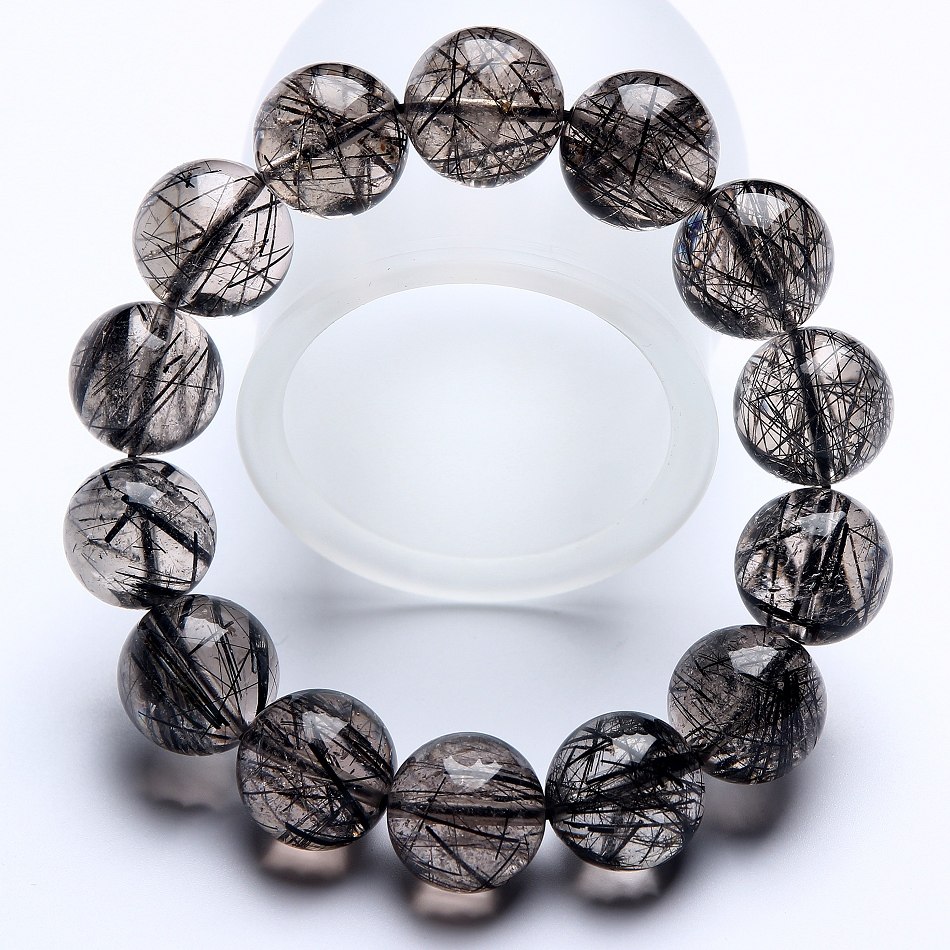 纯天然极品黑发晶手链 发丝清晰 晶体通透 收藏款