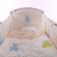 顽皮熊韩国高档婴童床品婴儿床围宝宝纯棉刺绣7件套婴儿用品