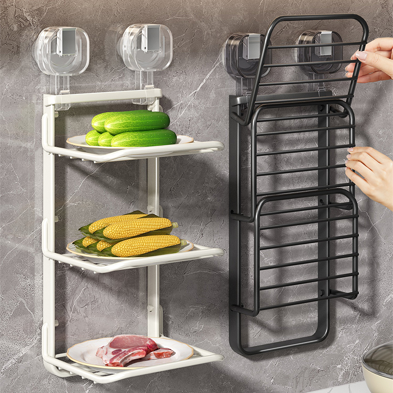 优勤吸盘厨房备菜置物架可折叠多层配菜盘壁挂多功能收纳放菜架子