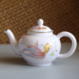 带陶瓷滤网家用茶壶大容量550毫升功夫茶具泡茶壶德化白瓷羊脂玉