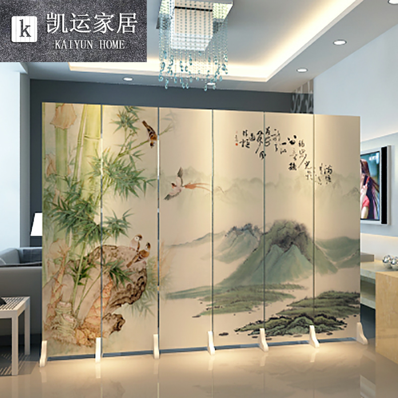 新中式屏风隔断客厅实木可折叠移动推拉墙办公室双面折屏挡煞玄关