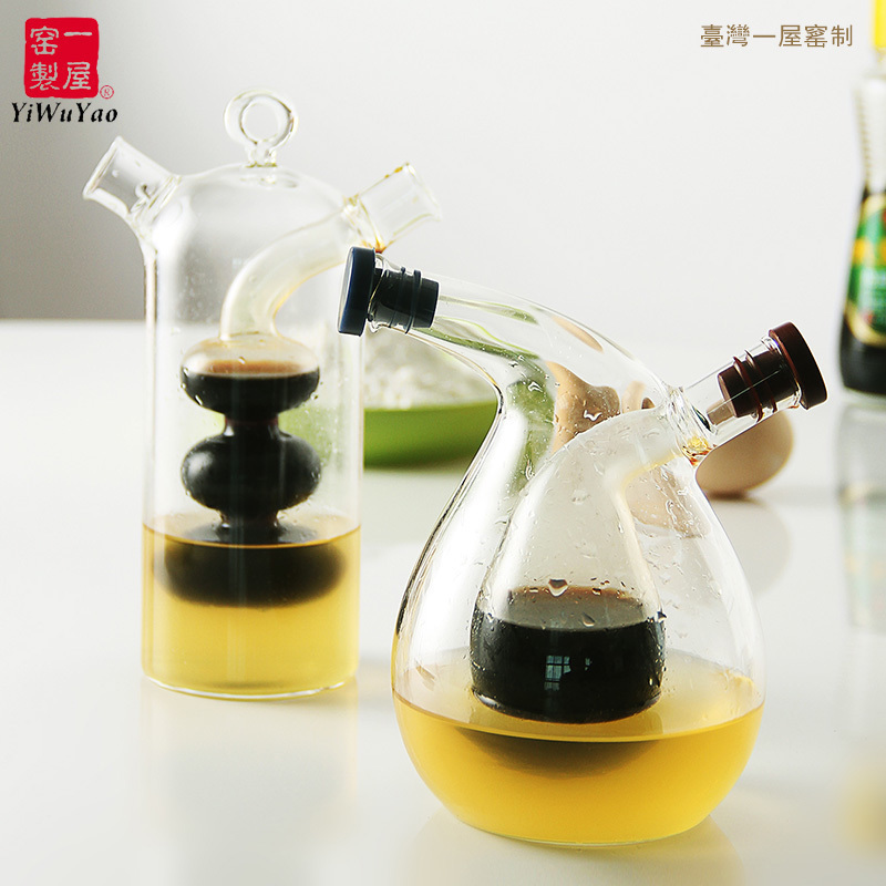 一屋窑防漏耐高温玻璃控油壶创意双层厨房调味瓶餐桌双用酱油醋瓶