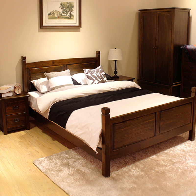 5米卧室小美风格胡桃木色家具1.8米