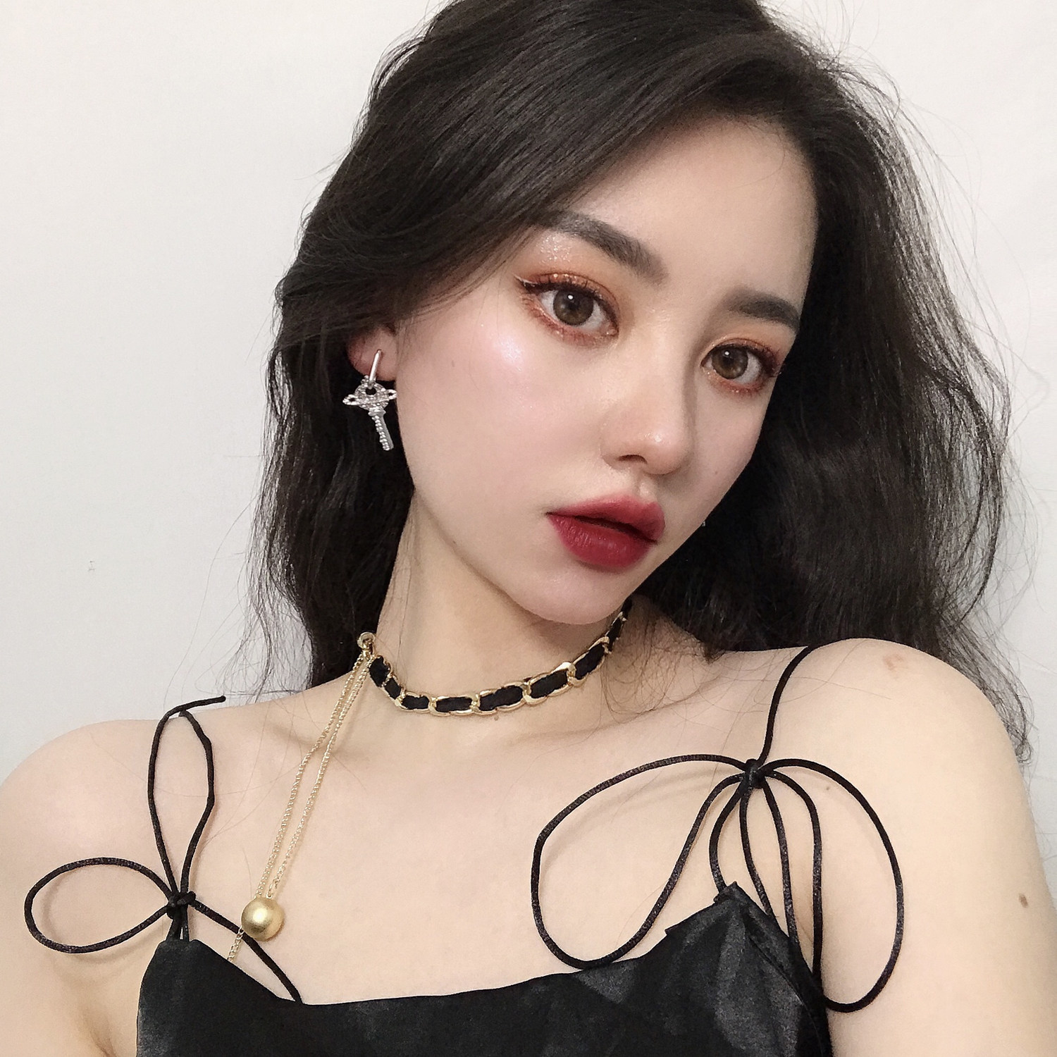 小香风项链少女可调节抽拉式choker锁骨脖颈链条长款欧美复古金属