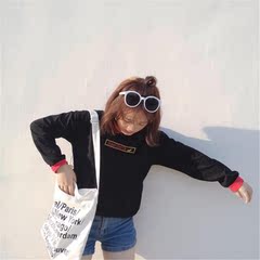 2016韩版时尚女装新款秋冬季宽松字母香蕉长袖卫衣百搭大码打底衫