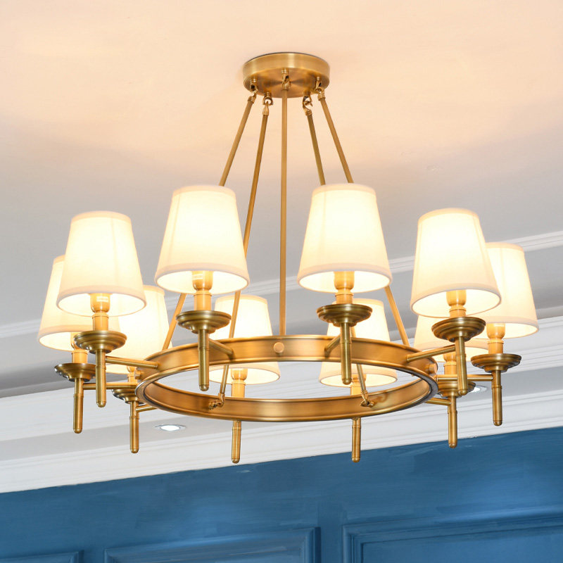 美式全铜吊灯北欧简约大气客厅纯铜灯个性创意卧室餐厅家用全铜灯