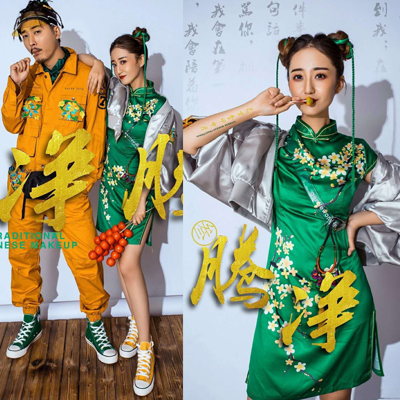 2021新款影楼主题服装中国风复古国潮戏服嘻哈街拍照情侣写真礼服