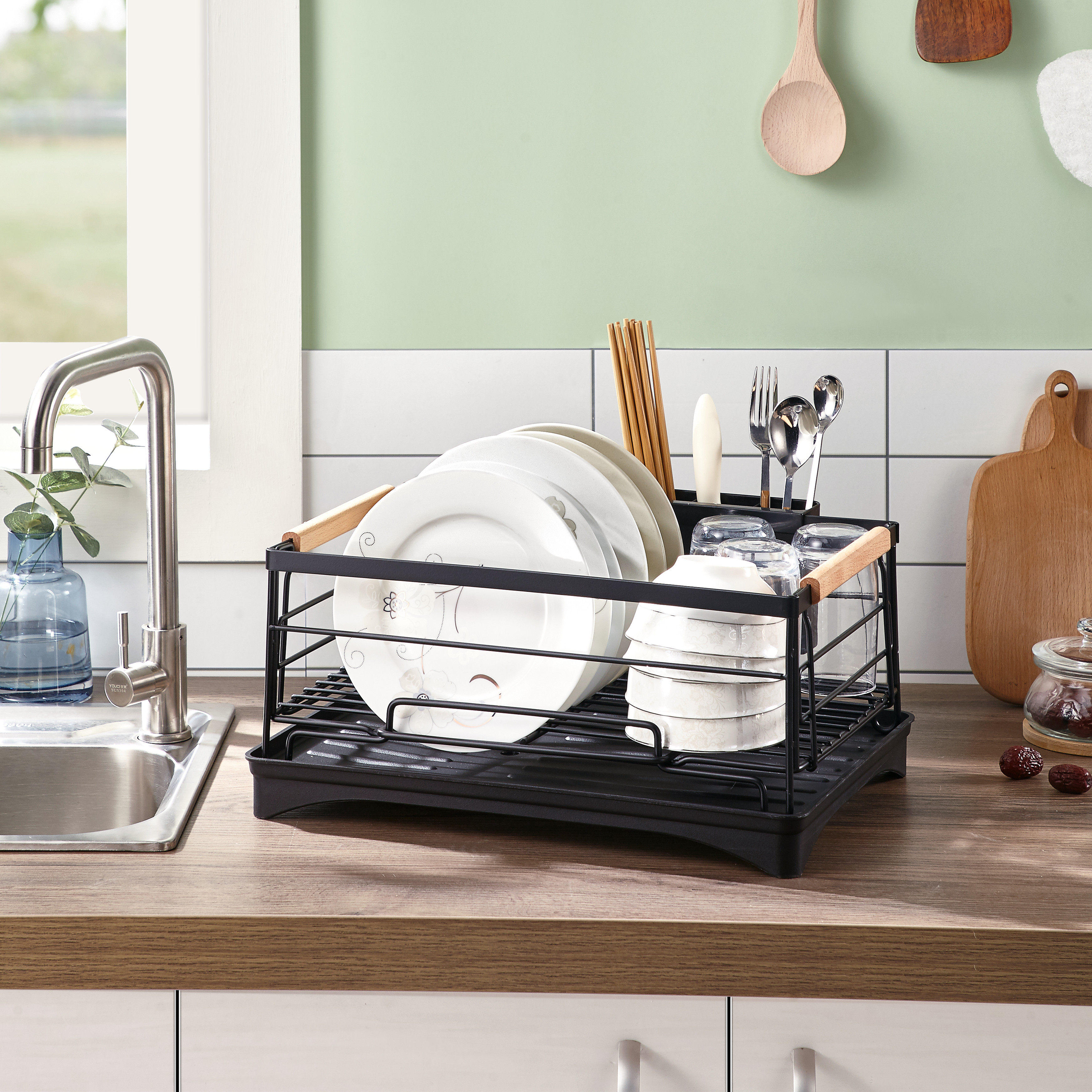 双立人炊具架竹制多功能厨房用具收纳架刀架汤勺漏勺饭勺架置物架
