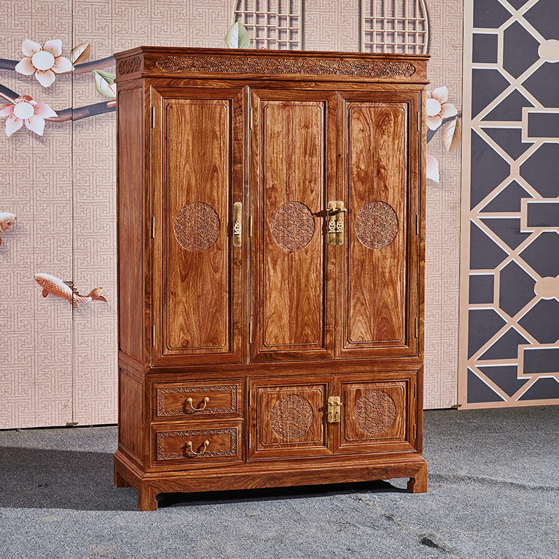红木衣柜衣橱非洲刺猬紫檀花梨木祥云两门大衣柜古典仿古卧室家具