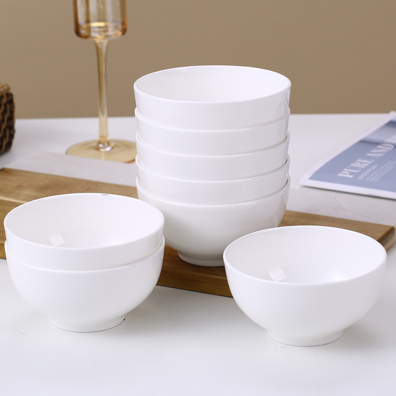 陶瓷小碗蘸料小碗白调料碗家用迷你小号4英寸怀旧老式骨瓷碗饭碗