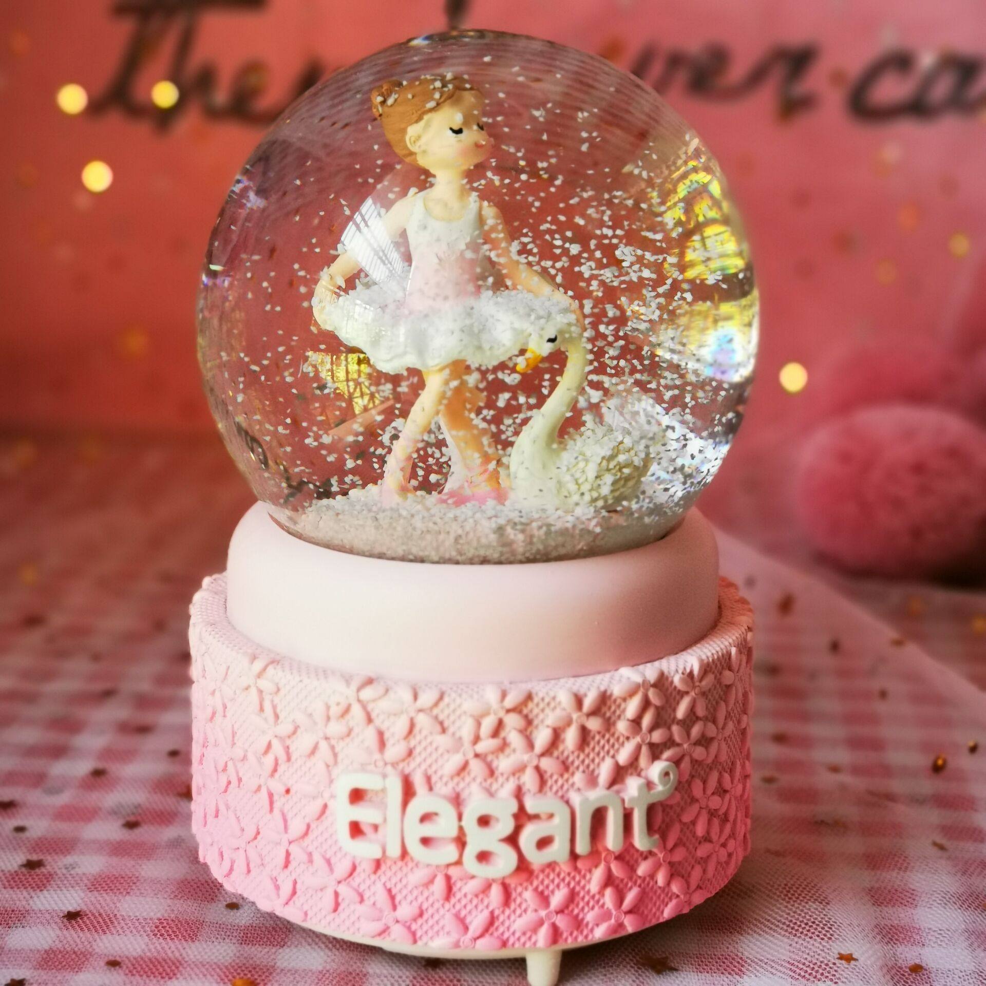 八音盒生日礼物_送儿童水晶球小女孩音乐盒雪花公主生日礼物旋转八音