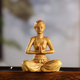 黄杨木雕创意家居瑜伽馆摆件禅意人物雕像美女茶道茶宠木质工艺品