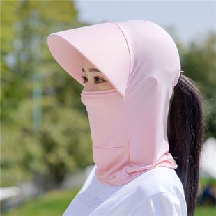 防晒帽子女夏季2024新款遮脸面罩骑车防风帽子防紫外线遮阳太阳帽