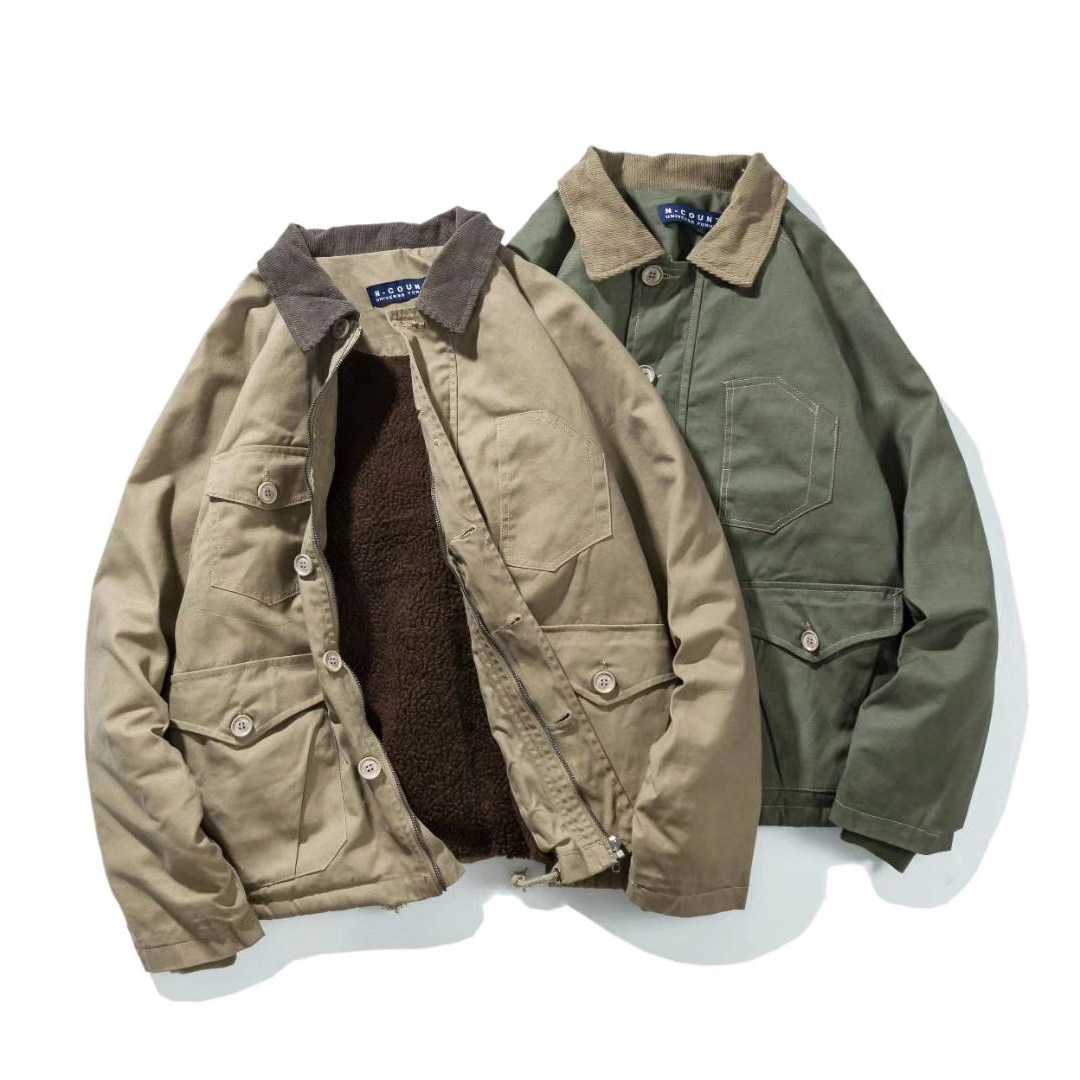 特价阿色羔_日系复古日本潮牌阿美咔叽大地色羊羔毛绒保暖棉衣棉服