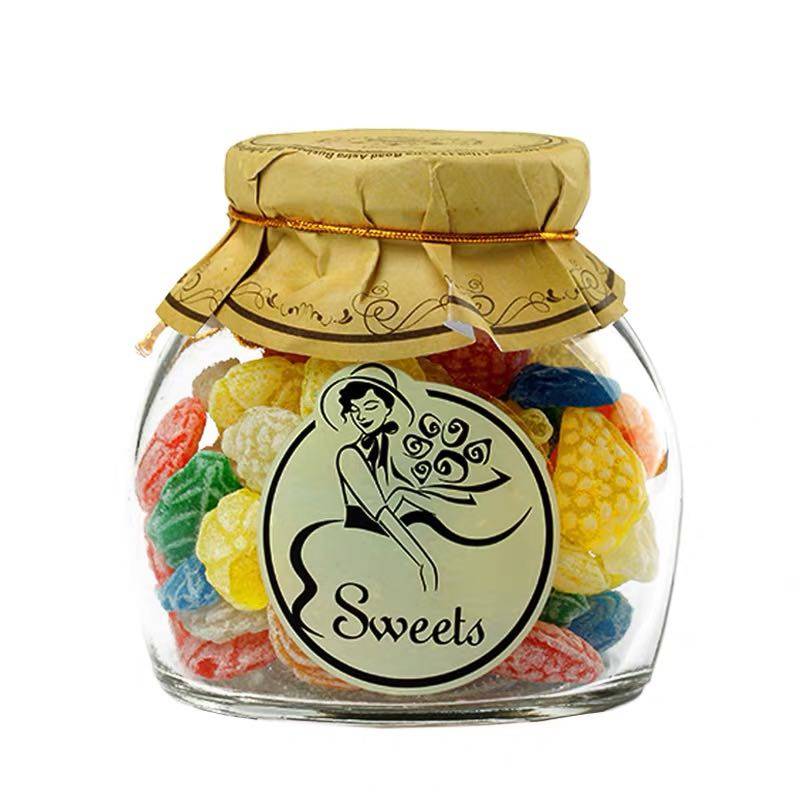 西班牙原装进口莎莎1886树叶花瓣瓣形玻璃瓶水果水果糖糖果