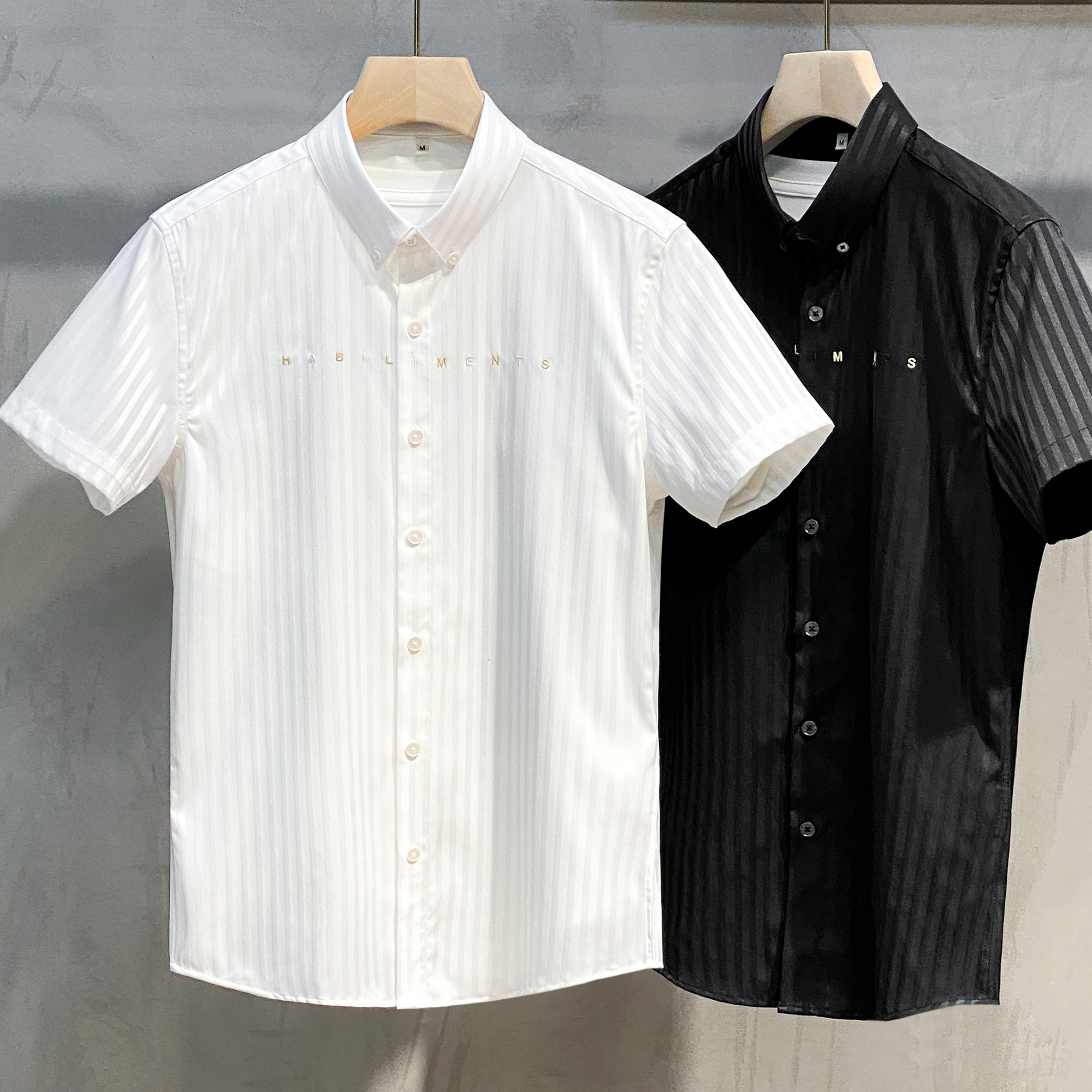 冰丝衬衫男士短袖商务修身2022