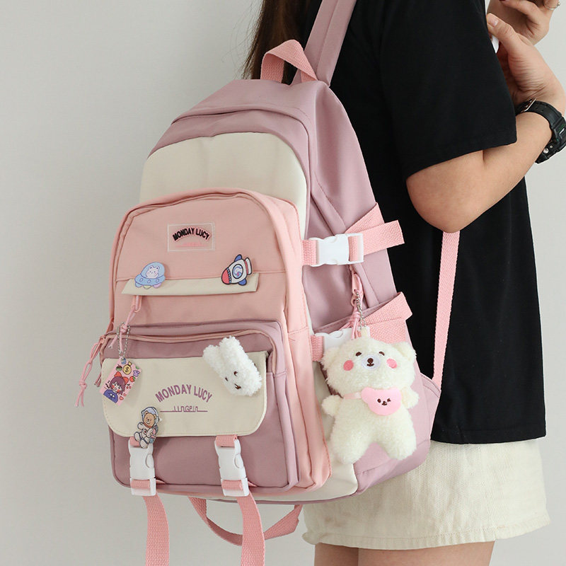 书包小学生三到六年级女初中生儿童中学生撞色韩版高中校园双肩包