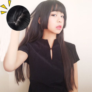韩国假发女三刀平刘海长直发姬发式逼真黑蓬松二次元cos假毛日常