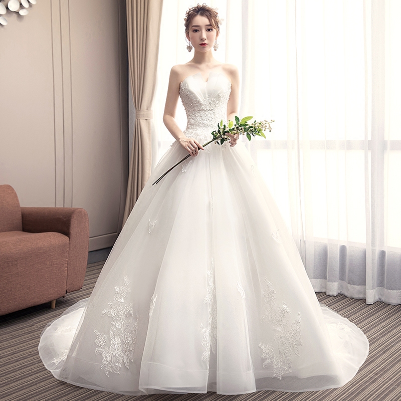 主婚紗2021新款新娘森系宮廷抹胸拖尾星空出門紗保守簡約複古超仙在類目 女裝/女士精品, 婚紗/旗袍/禮服, 婚紗中 - 來自Buy2taobao.com提供專業的淘寶代購服務