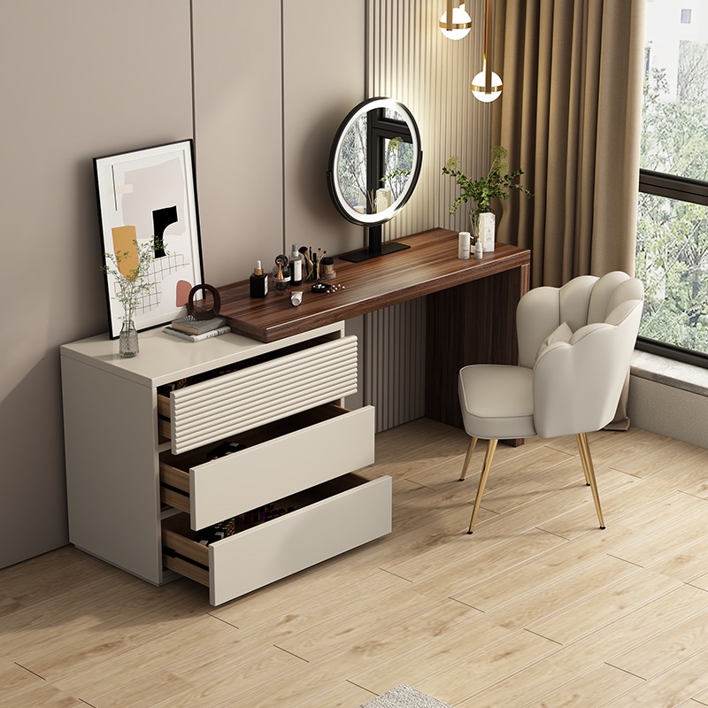 梳妆台卧室现代简约化妆桌床尾储物收纳柜小户型可伸缩妆台写字桌