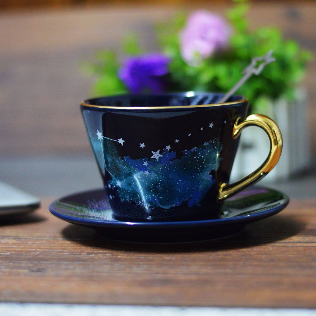 特价星巴克杯子 马克杯 陶瓷_星巴克杯子2019中秋节礼物星空款杯碟